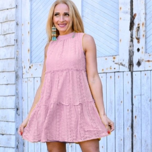 COUNTRY DOLLZ BabyDoll Pink Lace Dress - Picture 1 of 7